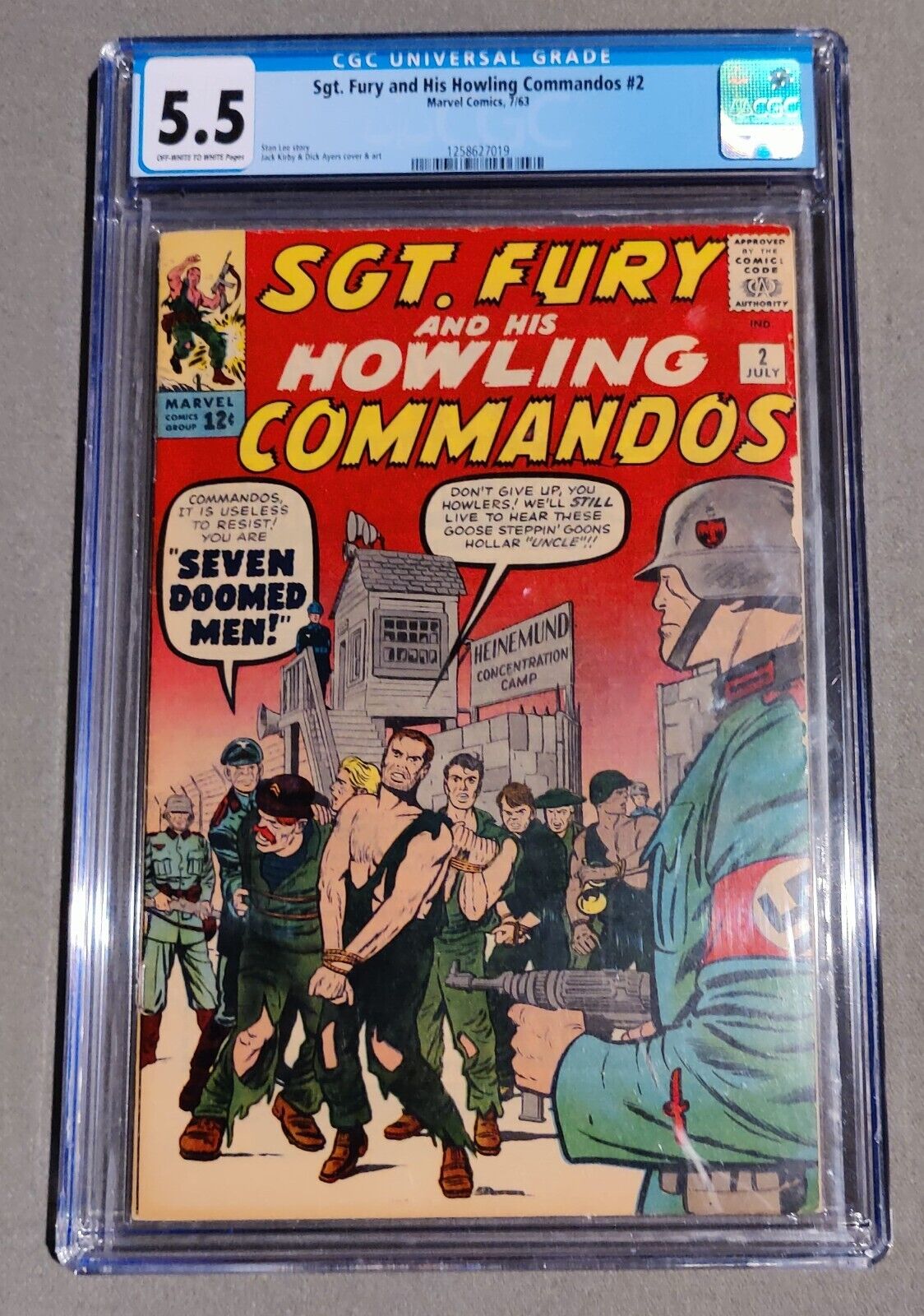 SGT Fury and His Howling Commandos #2 Marvel 1963CGC 5.5 Jack Kirby and Stan Lee