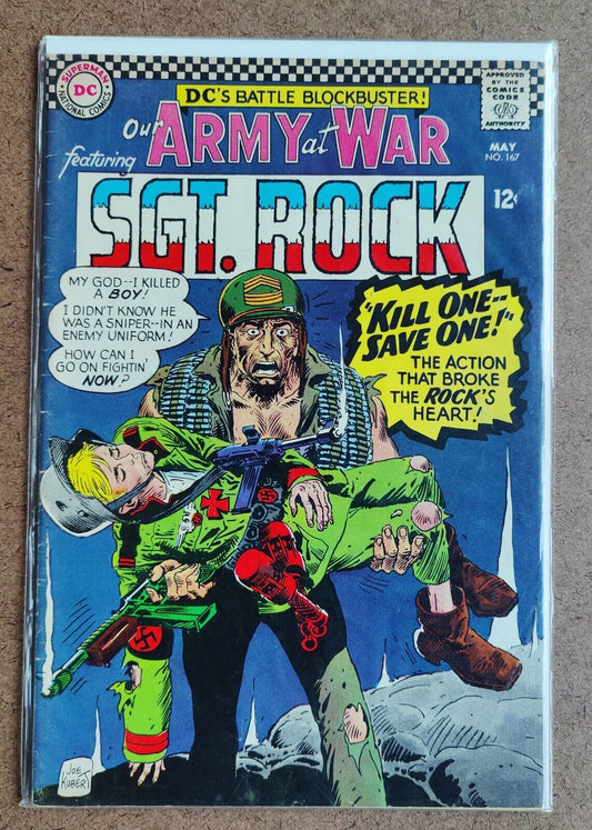 Our Army At War #167 DC Comics Kubert 1966 Jackie Johnson