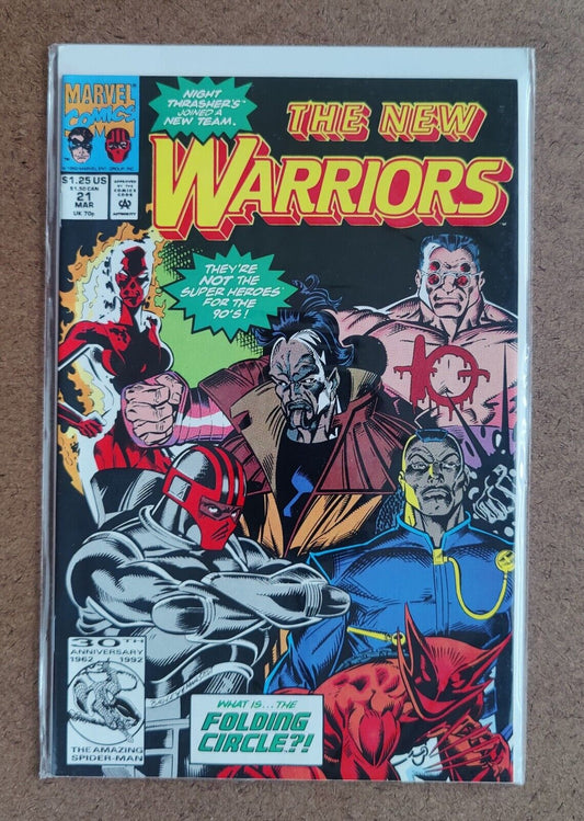 The New Warriors, Vol. 1  #21 Marvel 1992 1st team app. of the Folding Circle