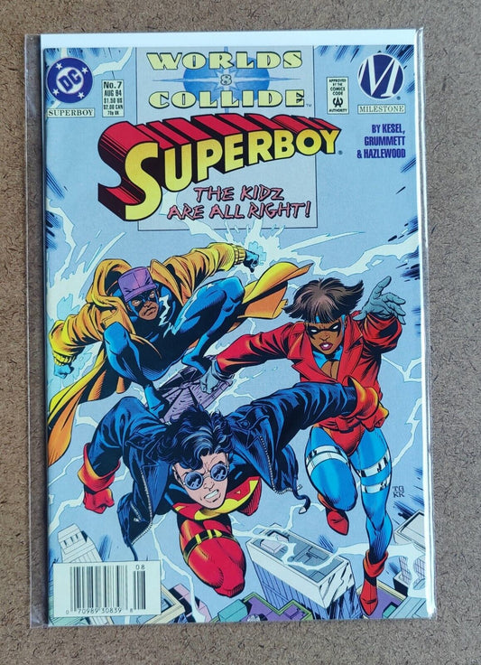 Superboy Vol. 3 #7 DC Comics 1994 Worlds Collide Pt. 8 Static Icon Superman