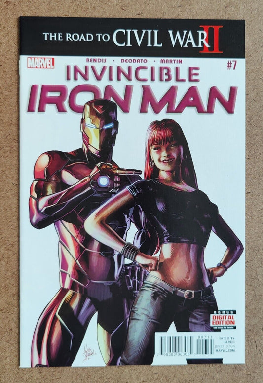 Invincible Iron Man #7A Mike Deodato Jr. Reg Cover 1st cameo of Riri Williams