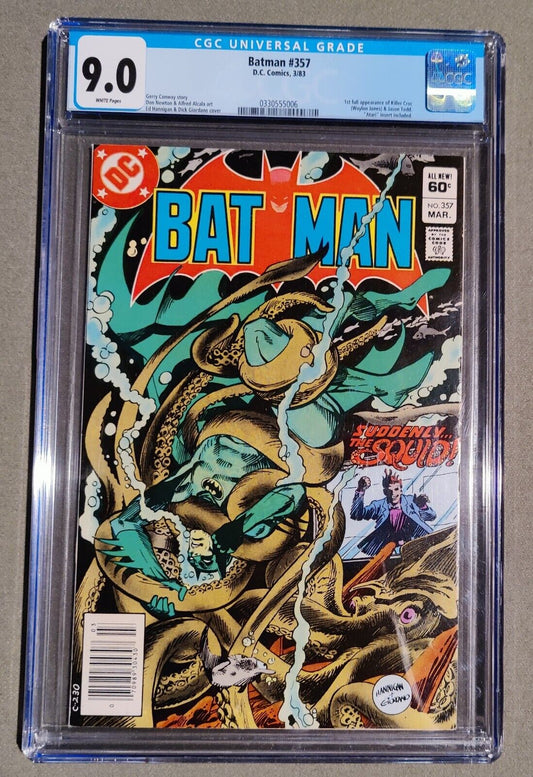 Batman #357B 1st Printing CGC 9.0 Newsstand SS Conway 1983 W/ Atari Insert