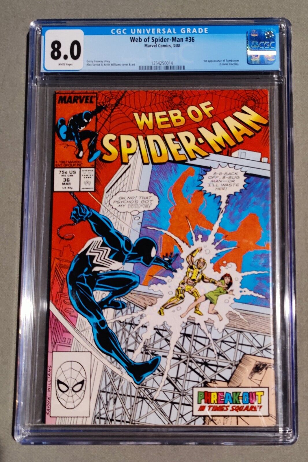 Web of Spider-man #36 CGC 8.5 1st Appearance Tombstone 1988